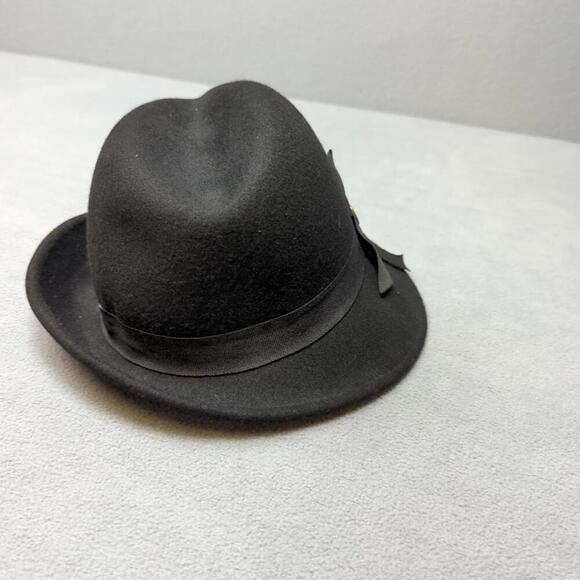 Vintage Goorin Bros 100% Wool Hat Black Fedora Retro M/L - Picture 9 of 9